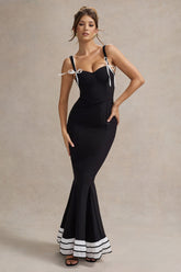 Black Corset Fishtail Maxi Dress